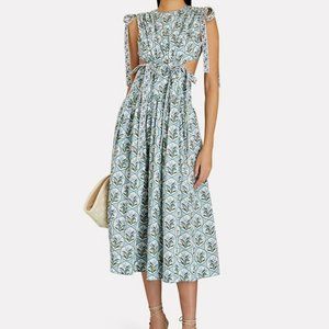 AGUA BY AGUA BENDITA | Guaguanco Blue Midi Long Cotton Floral Dress (S)